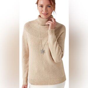 J Jill 2X Townscape Sweater Cotton Blend Tan mixed yarns and Knits.New With Tags